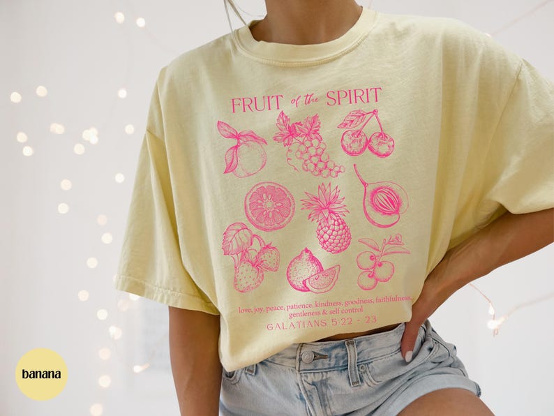 Fruit of the Spirit Christian Merch TShirt, Trendy Aesthetic Bible Verse 
Shirt, Comfort Colors Oversized Beach Tee, Youth Group Shirts