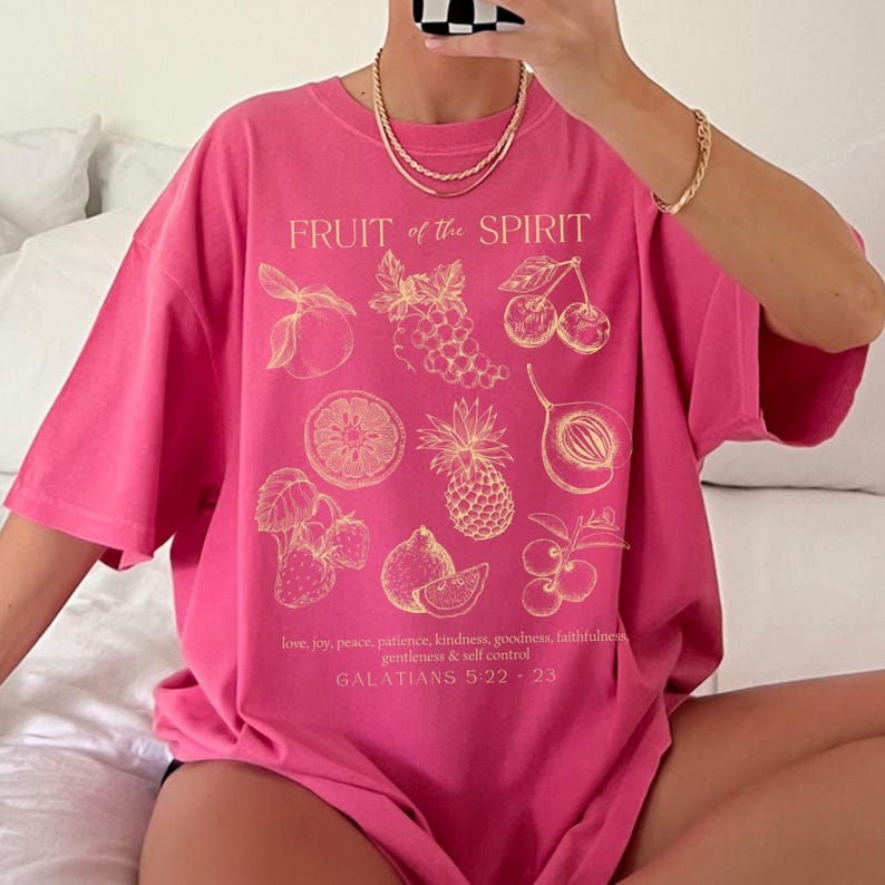 Fruit of the Spirit Christian Merch TShirt, Trendy Aesthetic Bible Verse 
Shirt, Comfort Colors Oversized Beach Tee, Youth Group Shirts