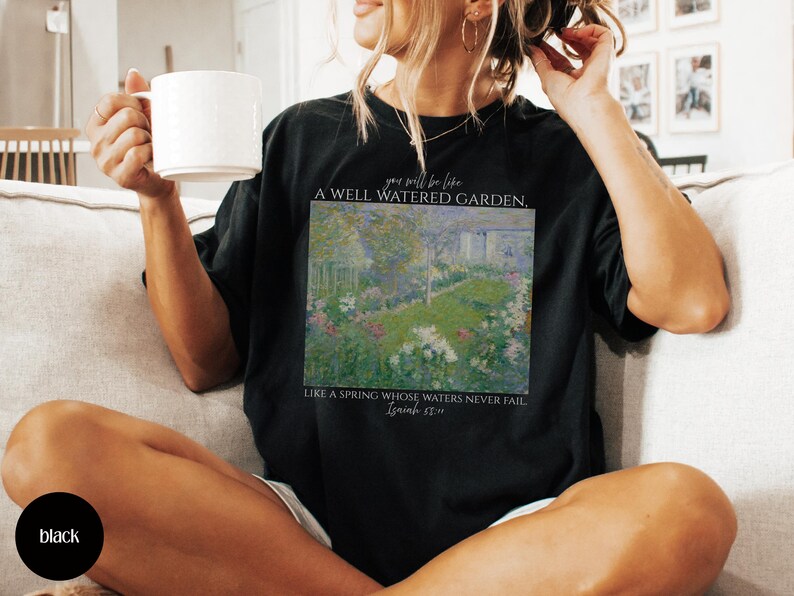 Gardening Bible Verse Christian Tshirt, Vintage Aesthetic Religious Woman 
Gift, Summer Garden Shirt Women's Faith Apparel Merch, Jesus Tee